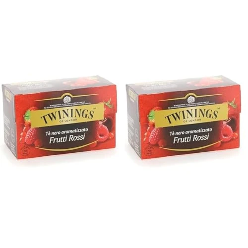 Offerta a tempo: Twinings Tè Nero Aromatizzato ai Quattro Frutti Rossi, Gusto Morbido, Confezione da 40 Filtri - 44% da 6.50 € a 3.65 €