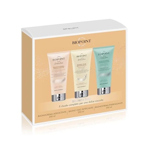 Offerta a tempo: Biopoint - Set Regalo Bagnoschiuma: Bagnocrema Addolcente, Bagno Olio Setificate, Bagnocrema Energizzante - Nutre e Deterge con Delicatezza, 200mlx3 - 37% da 14.90 € a 9.34 €