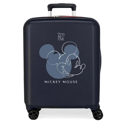 Joumma Disney Mickey-Outline Cabinekoffer, blauw, 40 x 55 x 20 cm, stijf, 2,82 kg, 37 l, handbagage, Blauw, Eén maat, cabinekoffer