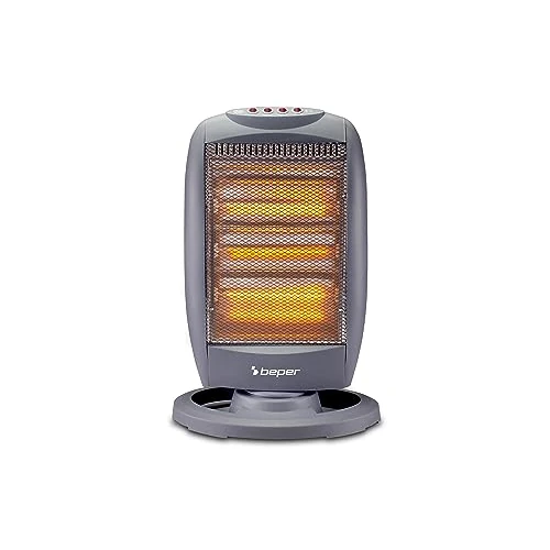 BEPER P203PAN011 Halogen Radiant Panel, 400/800/1200W, 3 Heating Elements, 3 Power Levels, Automatic Horizontal Oscillation, ECO Function and Auto Power Off, Grey