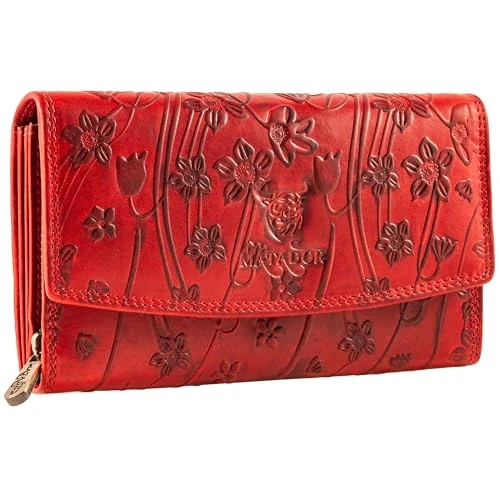 Limited-time offer: MATADOR Lima Women's Purse Large with Elegant Gift Packaging | Women's Leather Wallet Large Leather with RFID Protection | Luxury Leather Wallet Women, Flowers Red, Classic from 65.02 GBP to 65.02 GBP (save 0%)