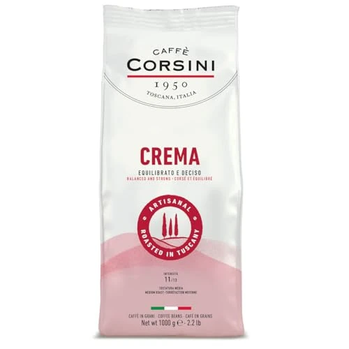 Begrenztes Angebot: Caffè Corsini - Kaffeebohnen 1 kg Creme, Mischung aus Arabica und Robusta, Mittel-dunkle Röstung, Ausgewogener und Bestimmter Geschmack, Herkunft Amerika, Asien und Afrika von 21.24 EUR auf 21.24 EUR (Rabatt 0%)