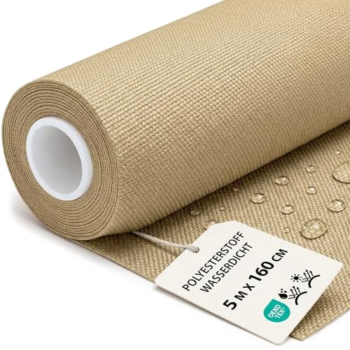 Oferta limitada: Tela impermeable por metros 5M x 160 cm - Tejido resistente al agua para exterior ideal para cojines cortinas fundas muebles de jardín y proyectos de costura Beige Certificado Oeko-Tex de 40.99 € a 40.99 € (ahorro 0.00%)
