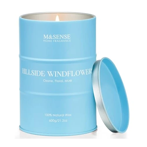 Limited offer: M&SENSE Hillside Windflowers Large Soy Scented Candles Gifts for Men, 600g 130 Hours Aromatherapy Candles Long Burning, Non Toxic Men's Scented Candles, Unique Luxury Candles Strong from 25.99 EUR to 25.99 EUR (save 0%)