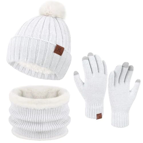 Limitiertes Angebot: ZASFOU Damen Winter Beanie Mützen Schal Touchscreen Handschuhe Set Chenille Strick Wintermütze Winterhandschuhe Loop Schal von 26.99 EUR auf 21.59 EUR (Spare 20%)