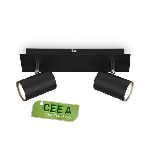 Offerta a tempo: BRILONER - Lampada soffitto LED, CEE A sorgente luminosa, orientabile, 3000K bianco caldo, 2,4 W ciascuno 450 lumen, illuminazione soggiorno, cucina, camera, corridoio, 29 cm, nero - 37% da 27.95 € a 17.68 €