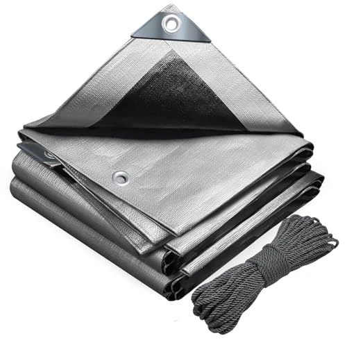 Offerta a tempo: VOUNOT® Telo Impermeabile Esterno 2x3m, Telone Occhiellato Impermeabile Rinforzato PE 180 g/m², Telo Protettivo Multiuso per Barche, Legno, Piscina, Mobili da giardino, Auto, Grigio Nero - 15% da 19.99 € a 16.99 €