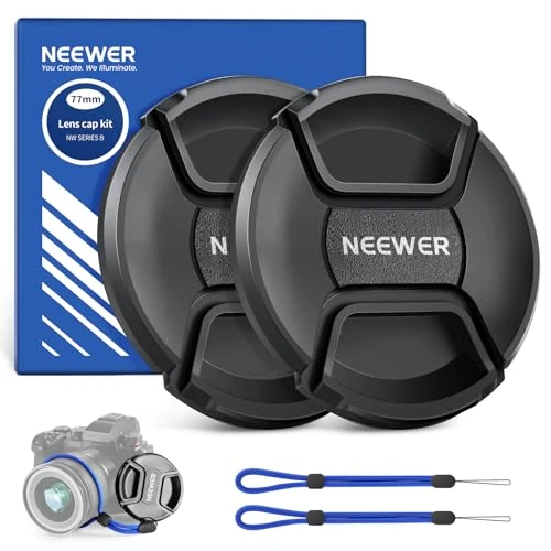 Limited-time offer: Neewer 77mm Lens Cap Kit (2 Pack), Lens Cover with Anti Loss Strap and Cleaning Cloth, Compatible with Canon Nikon Sony Fujifilm Panasonic Camera Lens of 77mm Diameter from 10.49 GBP to 10.49 GBP (save 0%)