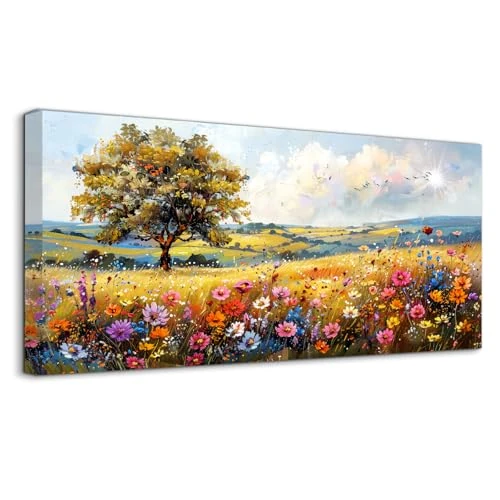 Tijdelijke aanbieding: hyidecorart Canvas Schilderij Woonkamer Groot 50x100 cm, Moderne Schilderijen Kleurrijke Natuur, Prints Wall Decoration Slaapkamer Kantoor Keuken Badkamer van 59.99 EUR naar 59.99 EUR (korting 0%)