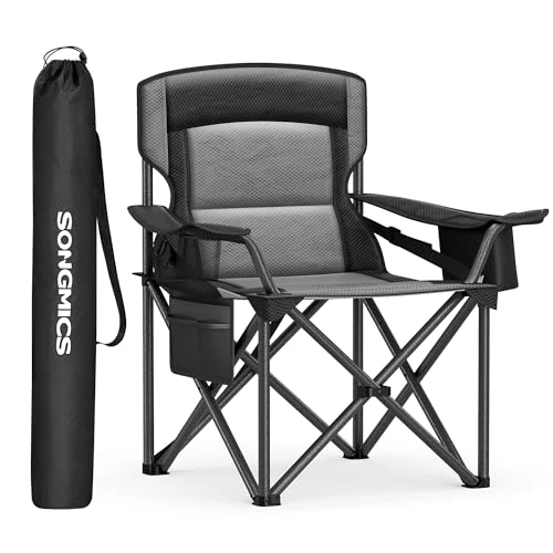 Oferta limitada: SONGMICS Silla de Camping Extragrande y Acolchada, Cómoda Plegable para Exteriores, Soporte Lumbar, Bolsa Térmica, Carga 205 kg, Negro Tinta GCB066B01 de 65.32 € a 65.32 € (ahorro 0.00%)