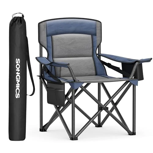 Limited-time offer: SONGMICS Camping Chair, Folding Outdoor Chair with Cup Holder, for Fishing, Foam Padding, Foldable, Weight Capacity 205 kg, High Backrest, Harbor Blue GCB066Q01 from 31.13 £ to 31.13 £ (save 0.00%)