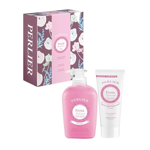 Perlier, Skrzynia Fresia firmy Lanzarote, naturalne przepisy z mydłem w płynie i kremem do rąk, idealne do wszystkich rodzajów skóry, zapewnia nawilżenie i codzienną pielęgnację