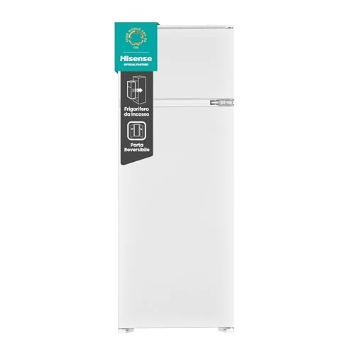 Oferta ograniczona: Hisense RI1P205NEWE podwójne drzwi, wysokość 145 cm, klasa E, statyczne, wnęka, 205 l, 1 szuflada, 39db (C), drzwi odwracalne z 381.00 EUR na 161.20 EUR (znizka 58%)