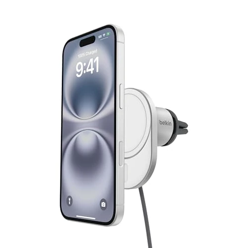 Limited-time offer: Belkin BoostCharge Pro Magnetic Wireless Car Charger with Qi2 15W, MagSafe-compatible magnetic car vent phone mount for iPhone 17, Air, 16 Series, Pixelsnap, 1.5m USB-C to USB-C cable included - Grey from 49.99 GBP to 44.99 GBP (save 10%)