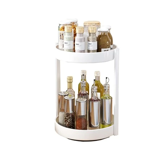 Limitiertes Angebot: JOUING Drehteller Organizer Gewürzregal Drehbar 2 Etagen Metall Lazy Susan für Schrank Drehbares Gewürzregal für Küche Organizer für Kosmetik, Badezimmer (Weiß) von 19.99 EUR auf 16.99 EUR (Spare 15%)