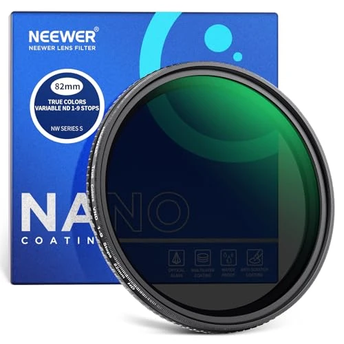 Offerta a tempo: NEEWER Filtro Variabile ND2-ND400 True Color da 82mm, Filtro VND a Densità Neutra Regolabile con Stop Rigido con Vetro Ottico HD Multistrato/Telaio in Alluminio/Idrorepellente/Resistente ai Graffi - 17% da 59.99 € a 49.99 €