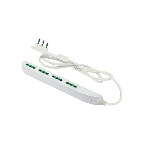 FANTON 47404 Mehrfachsteckdose Slim 1,5 Meter, 4 zweipolige Steckdosen mit großem Clock Stecker nützlich für Enge Stellen, hinter Möbeln und Nachttischen