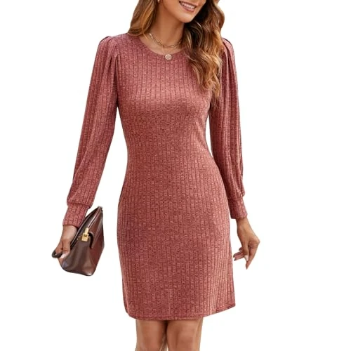 Limitiertes Angebot: Wantonfy Strickkleid Damen Langarm Kleider Pulloverkleid Rundhalsausschnitt Freizeitkleid Herbst und Winter mit Taschen von 16.99 EUR auf 9.99 EUR (Spare 41%)