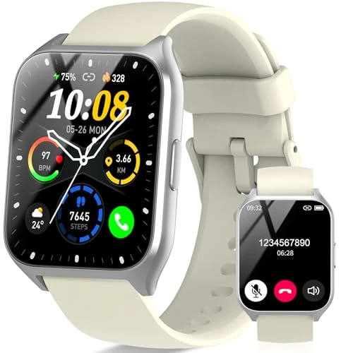 Oferta limitada: DUSONLAP Reloj Inteligente Hombre Mujer, 1.85" Smartwatch con Llamadas Bluetooth, 110+ Modos Deportivos, Impermeable IP68 Smart Watch, Pulsómetro/Monitor de Sueño/Podómetro Pulsera Actividad Beige de 13.99 EUR a 9.99 EUR (ahorro 29%)