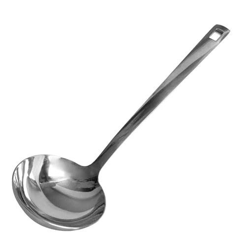 Offerta a tempo: Fackelmann Mestolo da cucina, materiale in acciaio inossidabile riciclato, alto spessore, elegante lucidatura, ideale per zuppe, vellutate e brodi, lavabile in lavastoviglie, dimensioni 32 x 9 cm - 8% da 9.99 € a 9.15 €