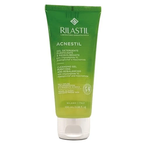 Offerta a tempo: Rilastil - Acnestil Gel Detergente Viso Anti-imperfezioni per Pelle Grassa e Acneica Tendenza, Pulisce i pori non essiccati con Pantenolo, Ceramidi e Acido Ialuronico, Senza Sapone - 100 ml - 0.00% da 7.35 € a 7.35 €