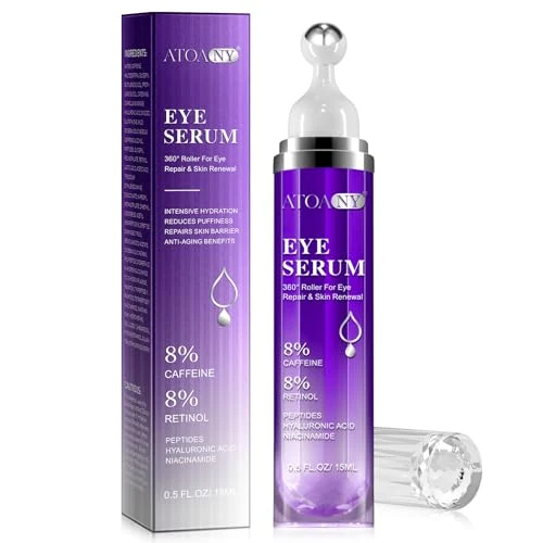 Serum do oczu z 8% kofeiną i 8% Retinolem, kwasem hialuronowym i peptydami niacynamidowymi do obrzęków, cieni, zmarszczek i zmarszczek, kremu pod oczami, 0,5 fl. oz