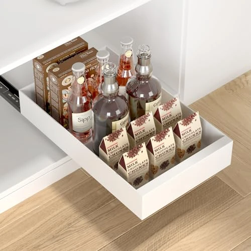 Zanfqvo Cajón Telescópico y Deslizante Para Armario de Cocina, Ampliable Para Alacena, Organizador de Armario Extraíble-25 cm x 42 cm x 7 cm