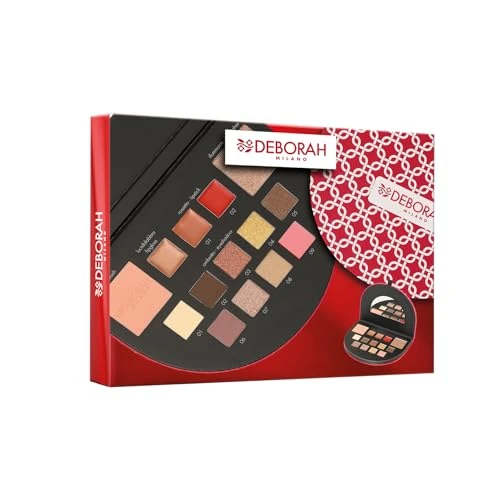 Offerta a tempo: Deborah Milano - Trousse Set Regalo Donna Make Up Beauty Gift n.1 Mini Toni Caldi, Include Palette di Ombretti, Gloss, Rossetti e Polveri Viso dai diversi Finish e Colori, in Carta FSC - 25% da 13.90 € a 10.41 €