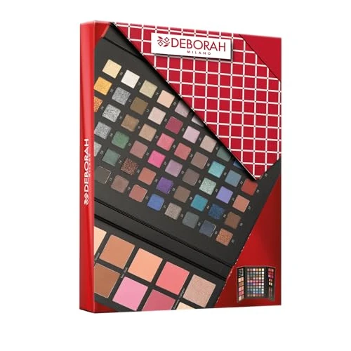 Deborah Milano - Trousse Set Regalo Donna Make Up Beauty Gift n.4 Large, Include Palette di Ombretti, Gloss, Rossetti e Polveri Viso dai diversi Finish e Colori, in Carta FSC
