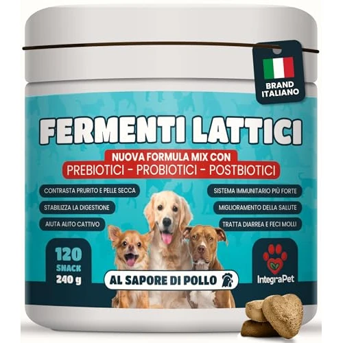 Offerta a tempo: Integrapet Probiotici per Cani e Fermenti Lattici per Salute Intestinale e Prurito 80 Snack naturali — 24% da 19,90 € a 15,19 €