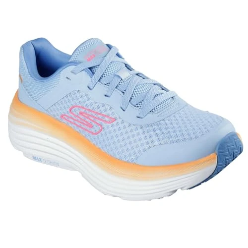 Skechers Damen Max Cushioning Endeavour Canova Sneaker, Blue Synthetic/Orange Trim, 38 EU