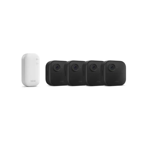Offre limitee: Caméra Blink Outdoor 4 (Nouvelle génération) : caméra de surveillance connectée HD sans fil, 2 ans d'autonomie, détection de mouvements avancée - système 4 caméras avec Sync Module Core de 274.99 EUR a 122.99 EUR (economie 55%)