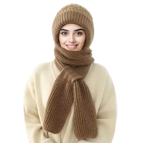 Wantonfy Winter Hat & Scarf Set for Women - Warm 2 in 1 Cold Weather Set