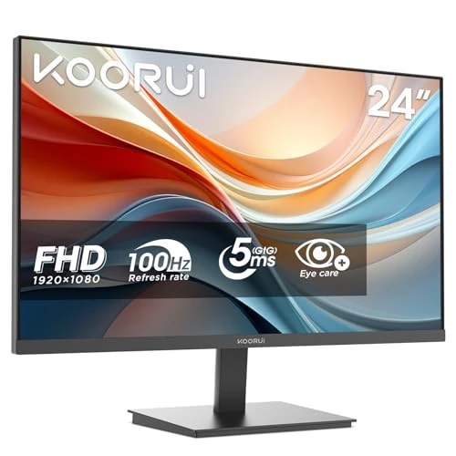 KOORUI E2412F 24 Pouces Ecran PC, FHD 1920 x 1080 100Hz Moniteur, Adaptive Sync HDMI 1.4, Eye Care, inclinable de -5° à 15°, VESA 100 x 100mm
