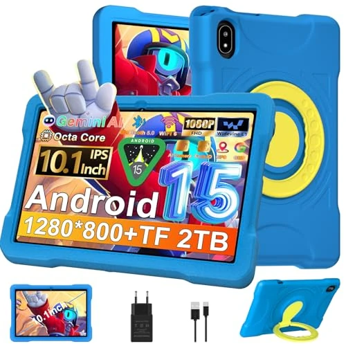 UJJ Tablet 10,1 cala Android 14 Tablet z niebieskim