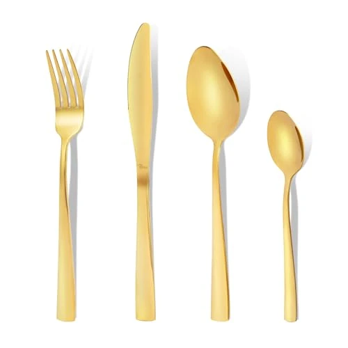 Otto Koning Cutlery Set - Bestek Goud - 24-delige compleet bestekset voor 6 personen - Bestek RVS - Hoogwaardige Roestvrij Staal - Modern Ontwerp - Vaatwasmachinebestendig - Optimale Prijs