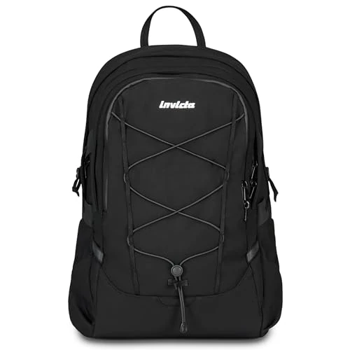 Invicta Act Plus Work Backpack, Black, Double Compartment with 14" PC Pocket, Water Bottle Pocket and Reinforced Base, Large and Versatile 29L Backpack for Office and University, for Men and Women,