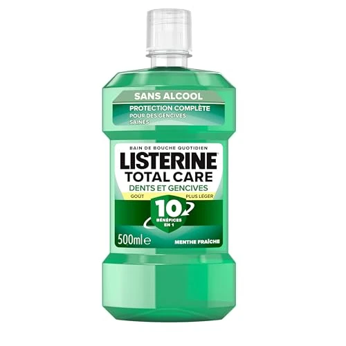 Listerine Total tand- en tandvleesverzorging voor mondwater lichtere smaak 0% alcohol (fles 500 ml) - 10-in-1 mondverzorging - alcoholvrije mondspoeling voor