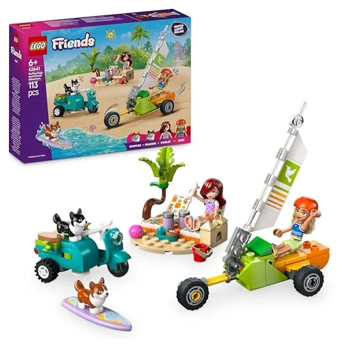Limitiertes Angebot: LEGO Friends Surfing Dogs and Adventure Set, Building Toy for 6 Plus Year Old Girls, with 2 Mini Doll Characters and 2 Pet Corgi Animal Figures, Kids’ Creative Playset 42641 von 14.99 EUR auf 8.99 EUR (Spare 40%)