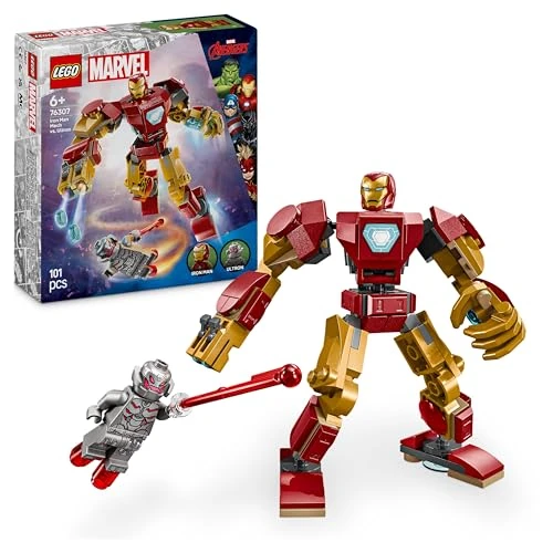 Begrenztes Angebot: LEGO | Marvel Iron Man Mech vs. Ultron - Superhelden Spielzeug mit 2 Minifiguren - Actionfigur mit beweglichen Armen, Beinen & Fingern - Geschenk für Jungen und Mädchen ab 6 Jahren 76307 von 14.91 EUR auf 9.99 EUR (Rabatt 33%)