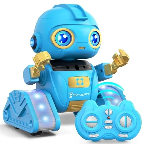 Ophy robot speelgoed voor kinderen, oplaadbaar en projecteerbaar, afstandsbediening robot met LED-ogen en muziek, RC speelgoed met bewegingssensor voor vanaf 3 4 5 6 7 8 9 10 jaar jongens en meisjes