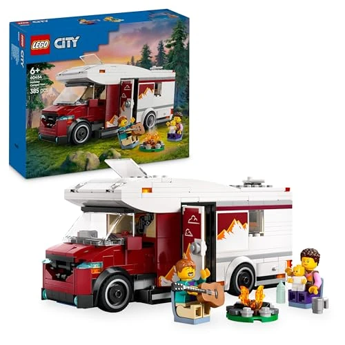 LEGO City Wakacyjny Kamper Pełen Przygód, Konstrukcyjna Zabawka dla Dziecka do Zbudowania, Pojazd z Minifigurkami i Akcesoriami, Kreatywny Prezent dla 6-latka, dla Chłopca i Dziewczynki, 60454