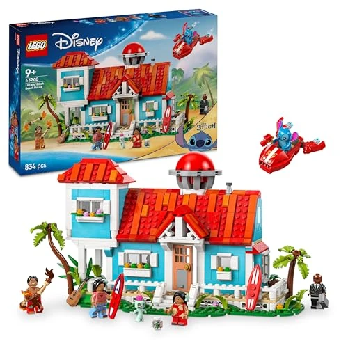 Offerta a tempo: LEGO | Disney Casa sulla Spiaggia di Lilo e Stitch - Modellino Giocattolo con 6 Stanze, Osservatorio, Astronave e 5 Minifigure, Giochi per Bambine e Bambini da 9 Anni, Idea Regalo di Compleanno 43268 - 11% da 89.99 € a 80.09 €