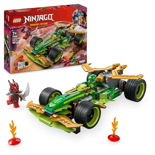 LEGO NINJAGO Lloyd’s Pull-Back Race Car Toy with 2 Minifigures for Imaginative Play - Dragons Rising Ninja Set - Gift for 7 Plus year Old Boys & Girls 71828
