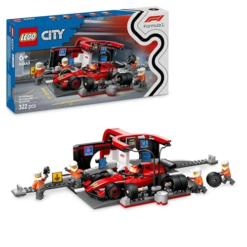 Offre limitée : LEGO City Arrêt au Stand de F1 avec Voiture Ferrari - Jeu de Construction de Formule 1 avec Pit Stop, minifigurine de Pilote & 4 mécaniciens - Cadeau d’Anniversaire pour passionnés de mécanique 60443 de 29.99 EUR à 26.99 EUR (remise 10%)