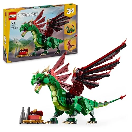 Offre limitée : LEGO Creator 3-en-1 Le Dragon médiéval - Se transforme en Serpent de mer ou en phénix - Jeu de Construction pour garçons et Filles Amoureux des Animaux - Idée de Cadeau d’Anniversaire dès 9 Ans 31161 de 60.20 EUR à 49.97 EUR (remise 16%)