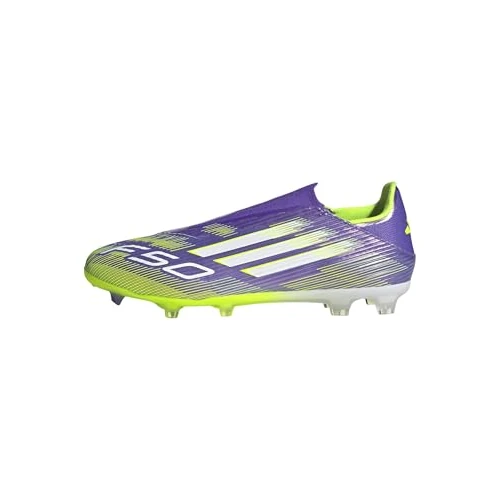 adidas Mixte F50 League Laceless Firm Ground Football Boots, Purple Rush/Cloud White/Lucid Lemon, 39 1/3 EU
