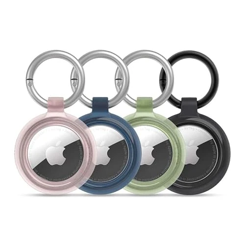 Otterbox AirTags Clear Case para AirTag, Resistente a Golpes y Caídas, Ultra Fina, Paquete de Cuatro, Incluye Mosquetón, Ocean Life