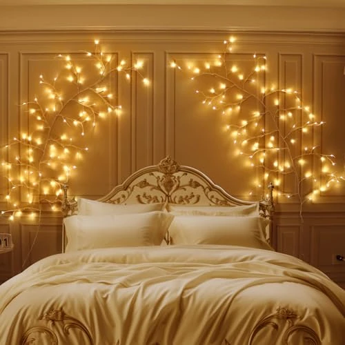 DAYLUMI LED String Lights, 8 Modes DIY Light Trees with Sockets Artificial Willow Wall Decor Light 96 LEDs for Wall Bedroom Living Room Decoration [Energy Class F] (96 LEDs (2 Pieces)