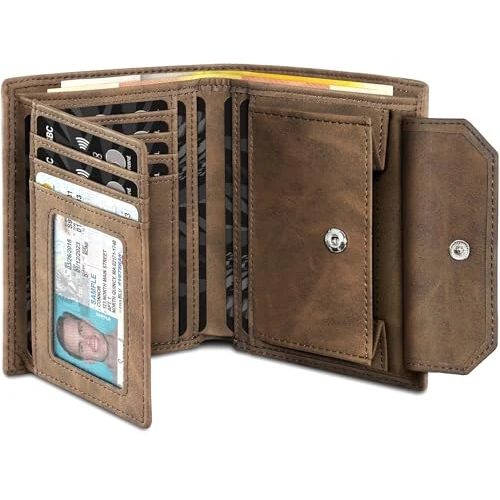 Oferta limitada: TENBST Carteras para Hombre,con Bloqueo RFID, Tarjetero Hombre con Bloqueo RFID con Tarjeteros, 1 Ventana para ID y Foto, Bolsillo para Monedas, Compartimentos para Billetes (Marrón) de 29.99 € a 18.04 € (ahorro 40%)